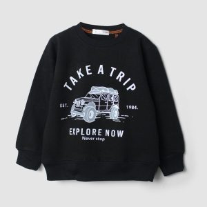 Stylish Black Themed Boys Sweatshirt
