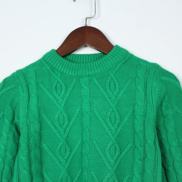 Stylish Green Themed Girls Sweater - Image 2
