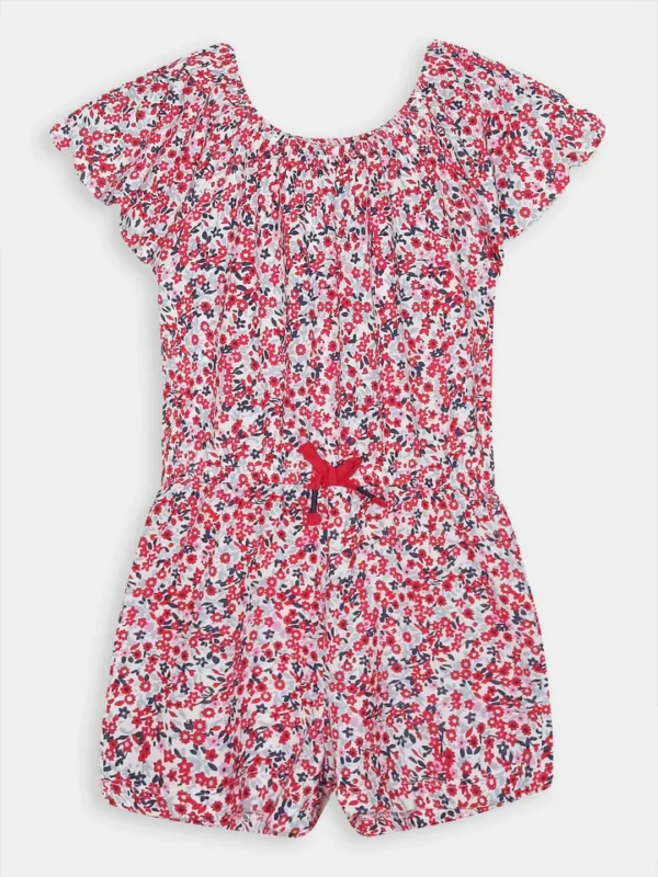 Girls’ Floral Print Short Sleeve Rompe