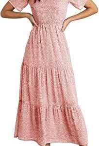 Women’s Pink Floral Tiered Maxi Dress