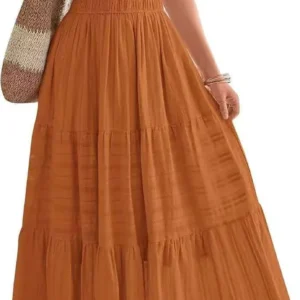 Beige Smocked Waist Maxi Dress