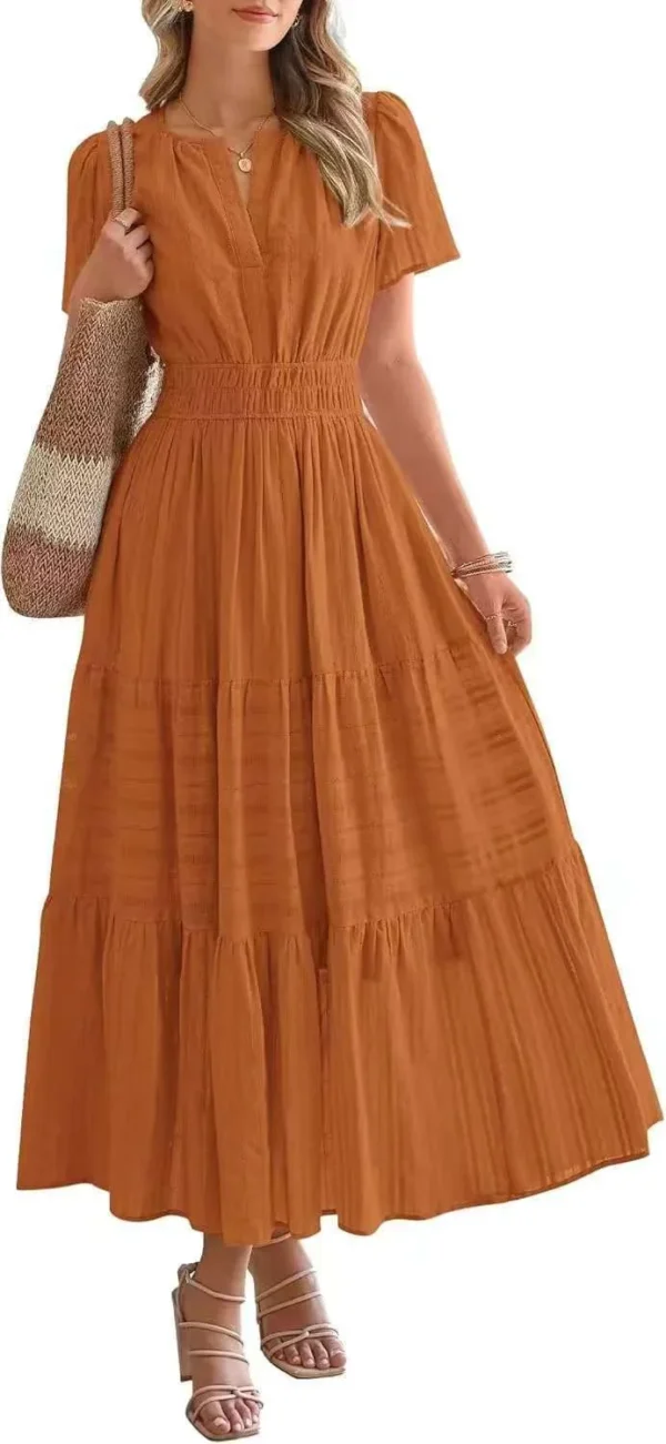 Beige Smocked Waist Maxi Dress - Image 2