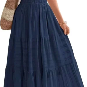 Beige Smocked Waist Maxi Dress