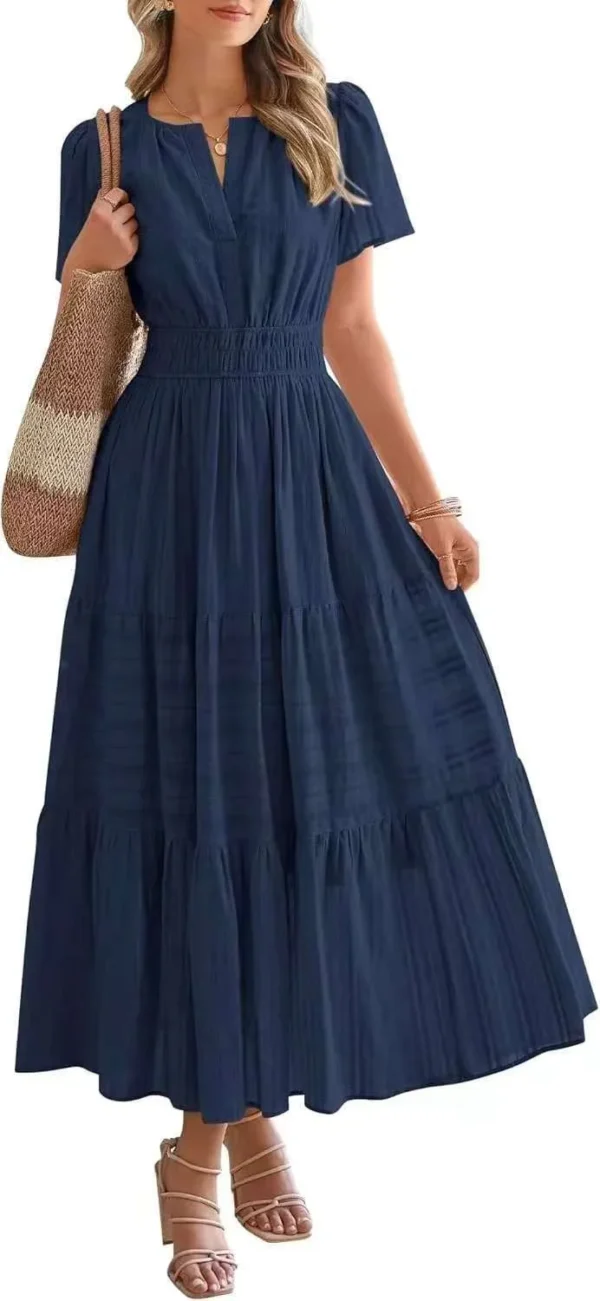 Beige Smocked Waist Maxi Dress - Image 3