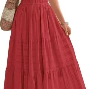 Beige Smocked Waist Maxi Dress