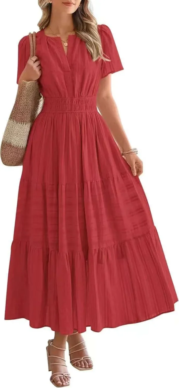 Beige Smocked Waist Maxi Dress - Image 4